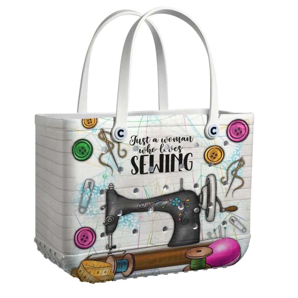 Chic Sewing-Themed Tote Bag For Craft Lovers – Stylish & Spacious Accessory