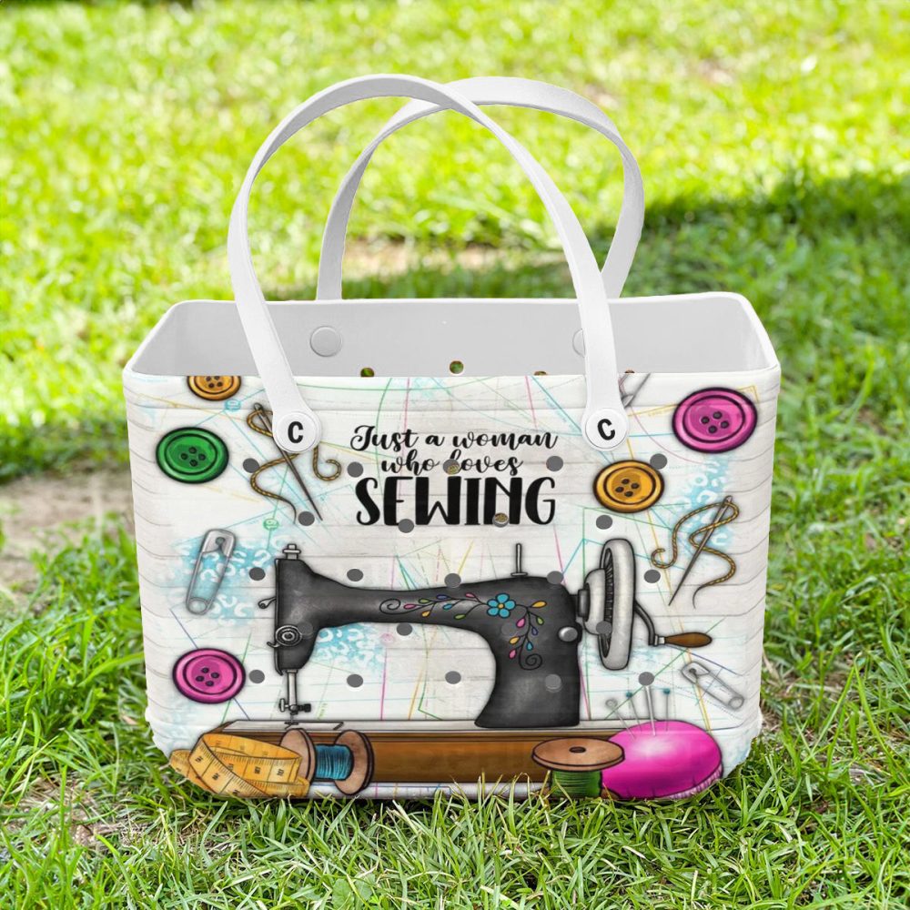 Chic Sewing-Themed Tote Bag For Craft Lovers – Stylish & Spacious Accessory - Image 2