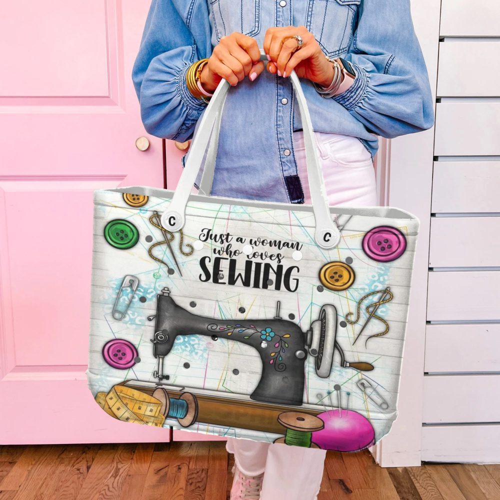 Chic Sewing-Themed Tote Bag For Craft Lovers – Stylish & Spacious Accessory - Image 5