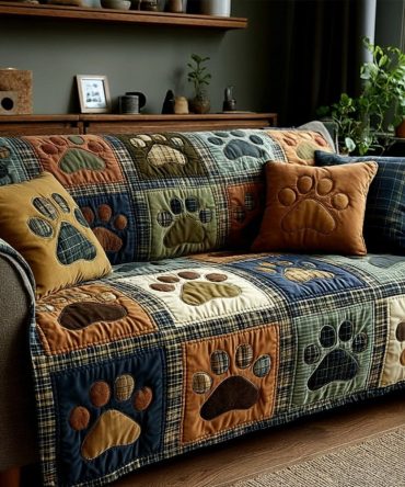 Love Paw Quilted Sofa Cover