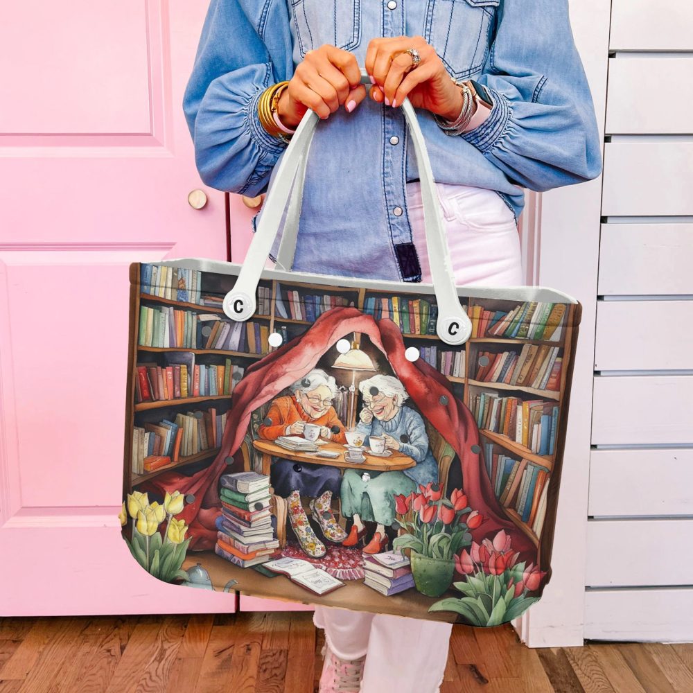 Bucket Tote Bag, Limited Edition Bogg Bag, Beach Bag Love Books, Drink Tea With Best Friend - Image 4