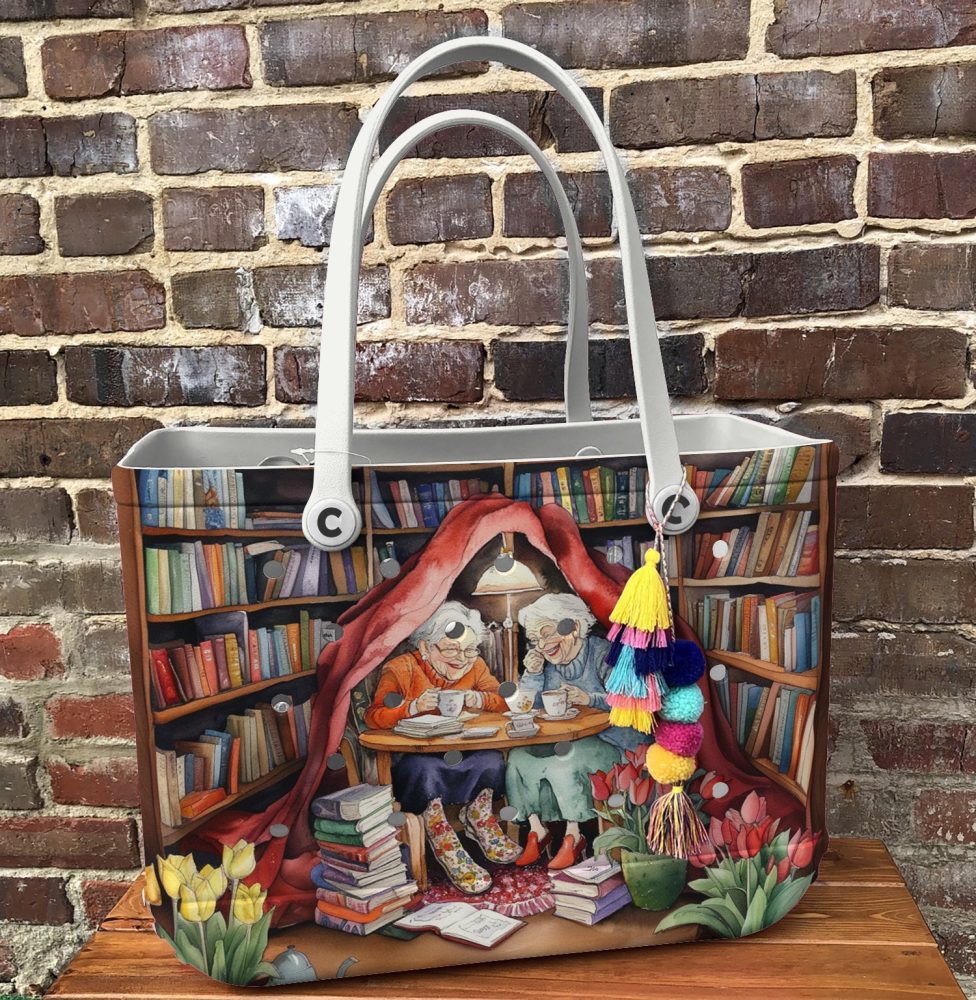 Bucket Tote Bag, Limited Edition Bogg Bag, Beach Bag Love Books, Drink Tea With Best Friend - Image 7