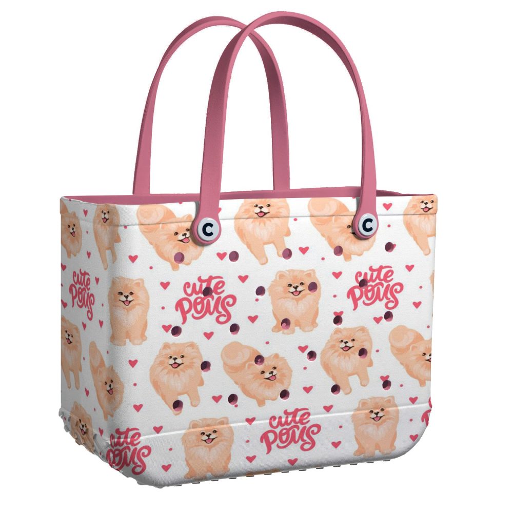 Adorable Pomeranian Print Tote Bag - Cute Poms Design, Perfect For Dog Lovers!
