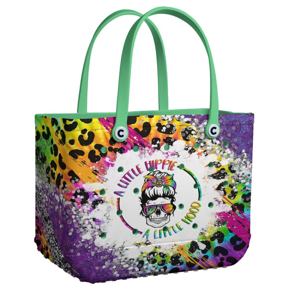 Vibrant Hippie Tote Bag - Unique Skull Design, Colorful Style, Perfect For Everyday Use!