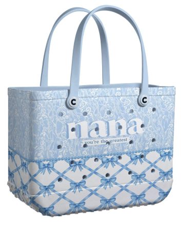 Chic Blue Floral Tote Bag For Nana – Perfect Gift To Show She'S The Greatest!