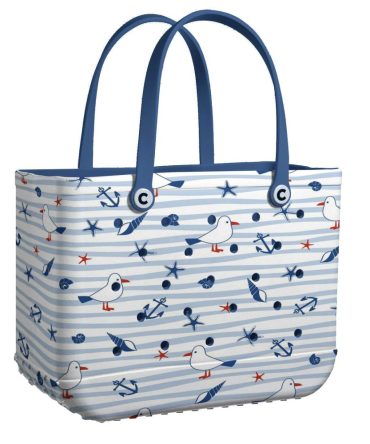 Stylish Nautical Tote Bag - Seagull Print, Beach Ready, Durable & Spacious - Perfect For Summer Outings!
