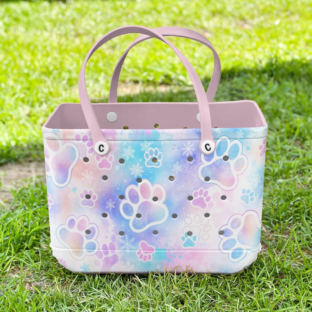 Colorful Paw Print Tote Bag – Durable, Stylish & Waterproof – Perfect For Beach, Travel & Everyday Use - Image 3