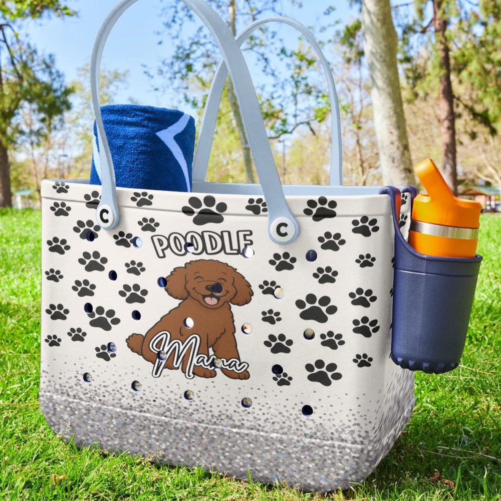 Poodle Mama Tote Bag – Cute Paw Print Design For Dog Lovers – Durable & Stylish Handbag - Image 3