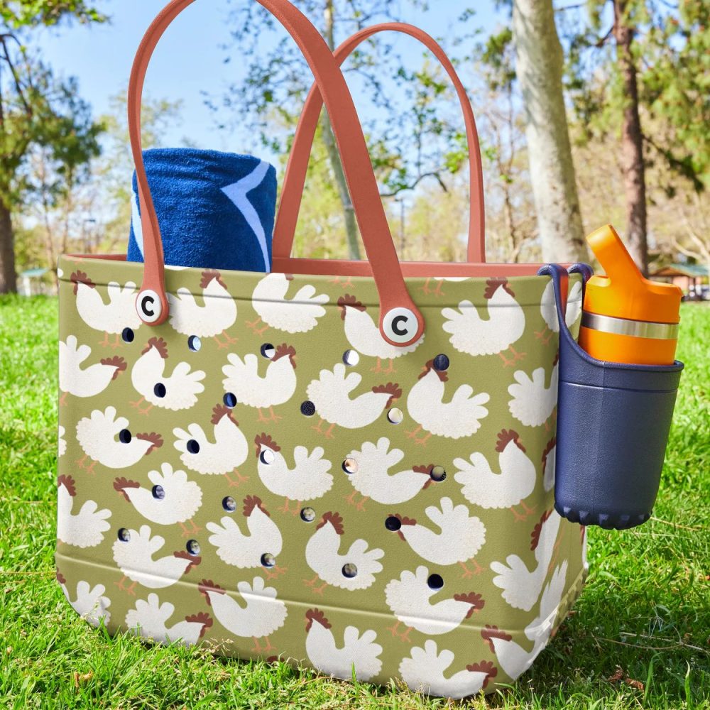 Chic Chicken-Print Tote Bag - Cute Farm Style, Durable & Spacious For Everyday Use - Image 4