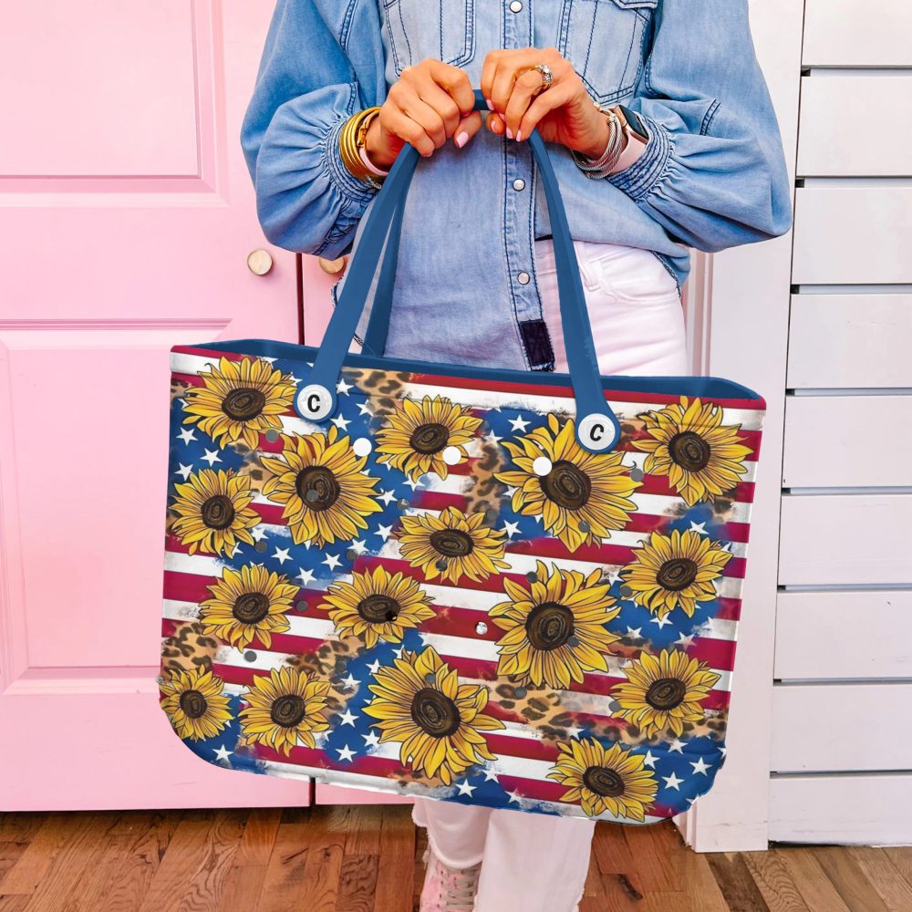 Patriotic Sunflower Tote Bag – Vibrant Usa Flag Design , Stylish & Spacious - Image 2
