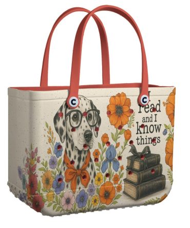 Chic Dalmatian Tote Bag - Floral Design, Perfect For Book Lovers & Fashionistas