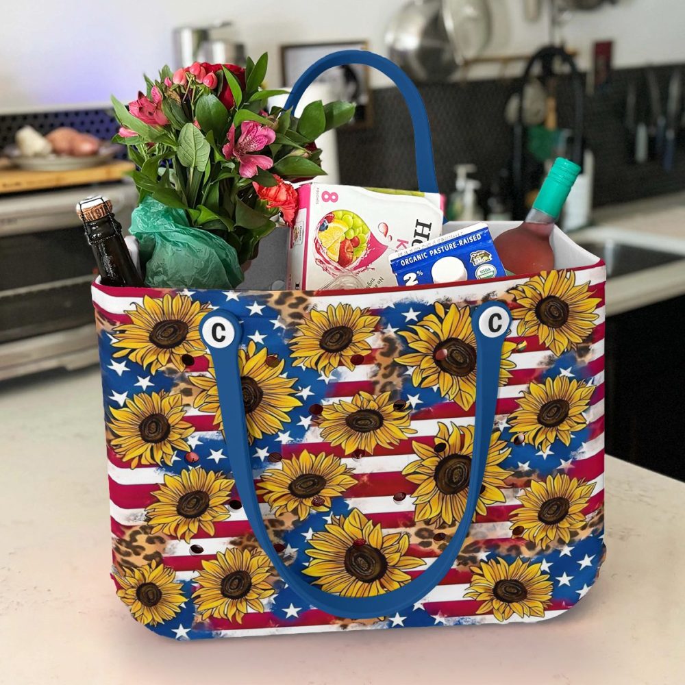 Patriotic Sunflower Tote Bag – Vibrant Usa Flag Design , Stylish & Spacious - Image 4