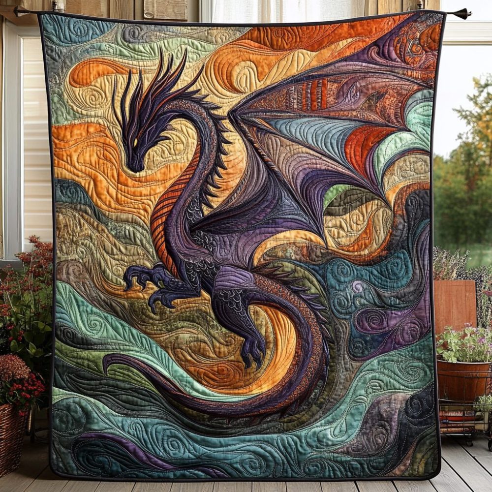 Lunar Serpent Quilted Blanket