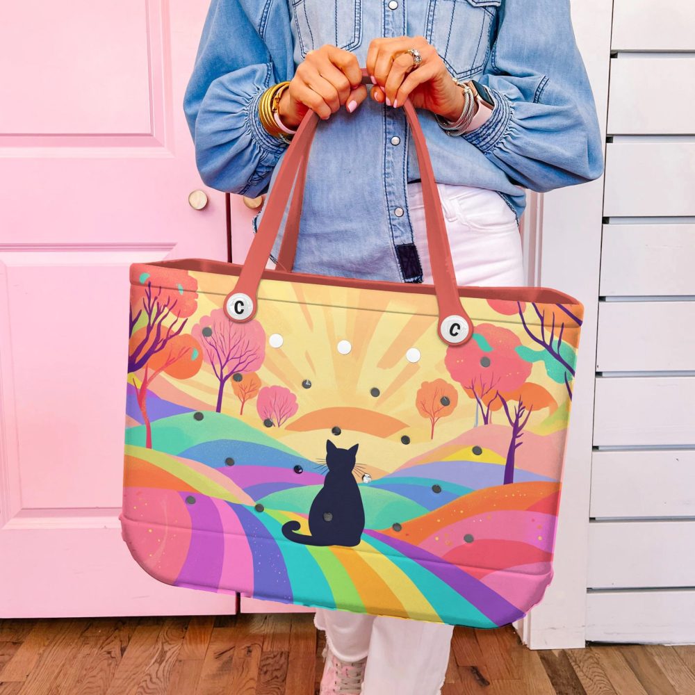 Vibrant Cat Sunset Tote Bag – Colorful, Spacious, And Stylish For Everyday Use - Image 3