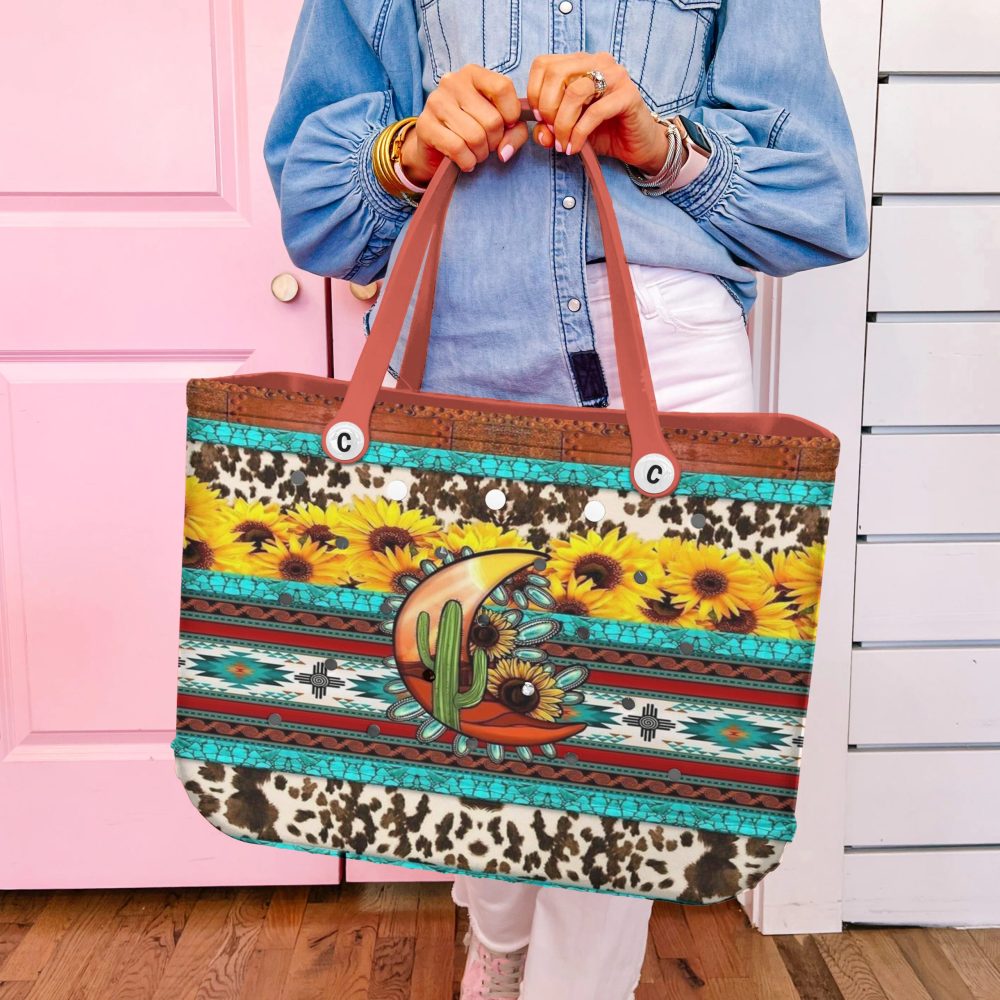 Bucket Tote Bag, Limited Edition Bogg Bag, Beach Bag Cactus Moon Magic - Image 4