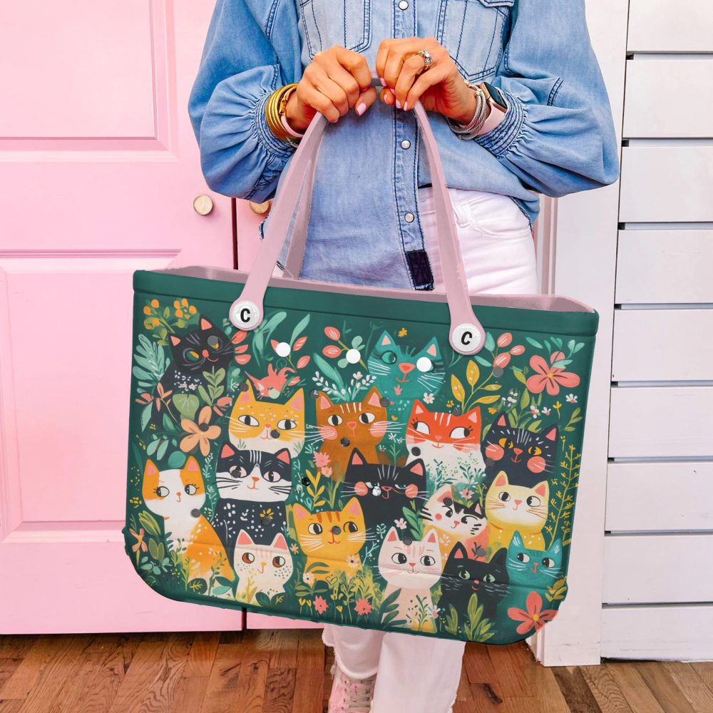 Chic Cat Print Tote Bag – Stylish, Spacious, Eco-Friendly, Perfect For Cat Lovers - Image 3