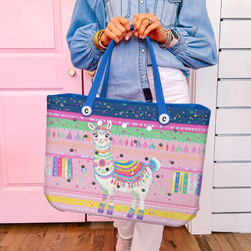 Vibrant Llama-Themed Tote Bag - Colorful, Durable, Perfect For Shopping & Beach Days! - Image 2