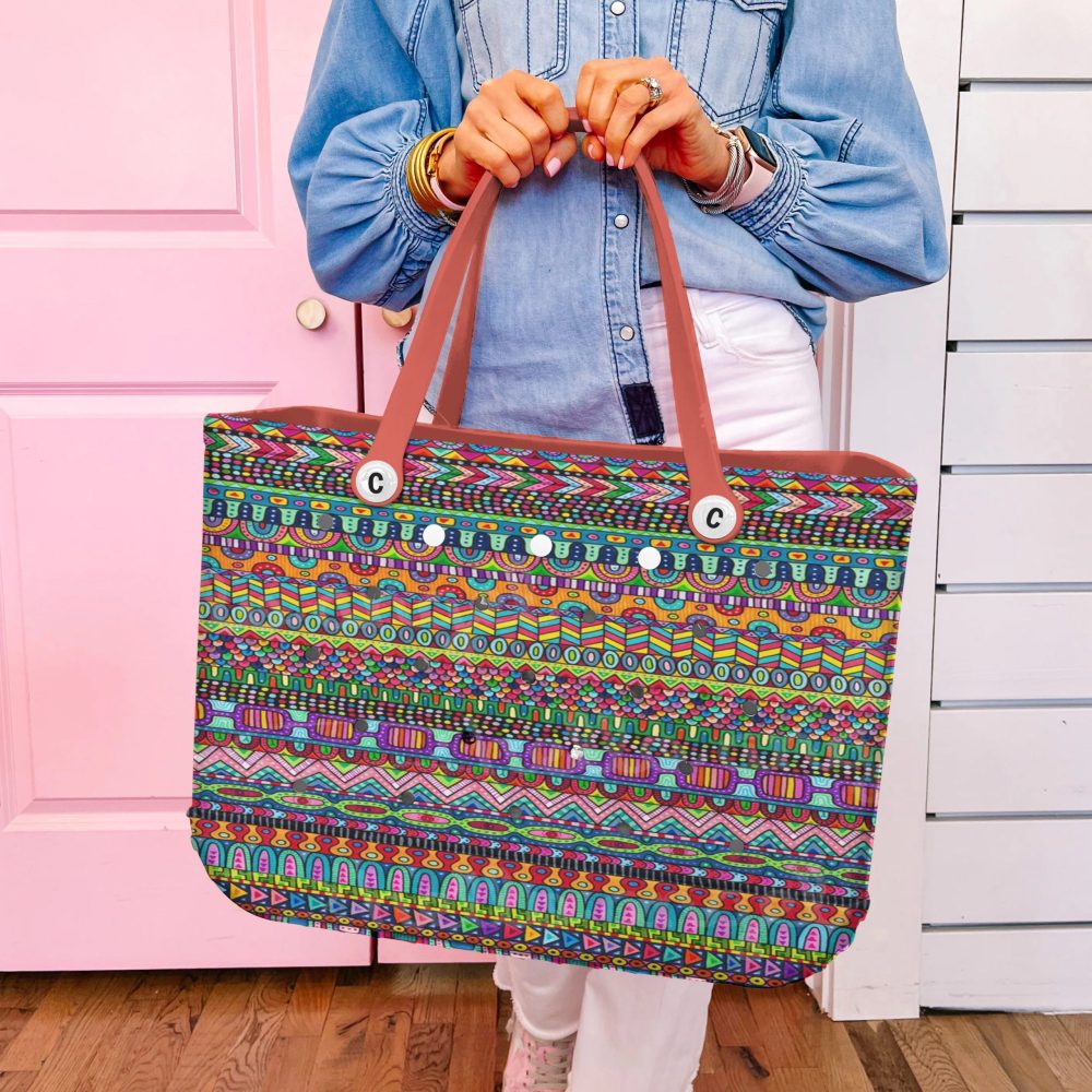 Bucket Tote Bag, Limited Edition Bogg Bag, Beach Bag A Carnival Of Colors - Image 2