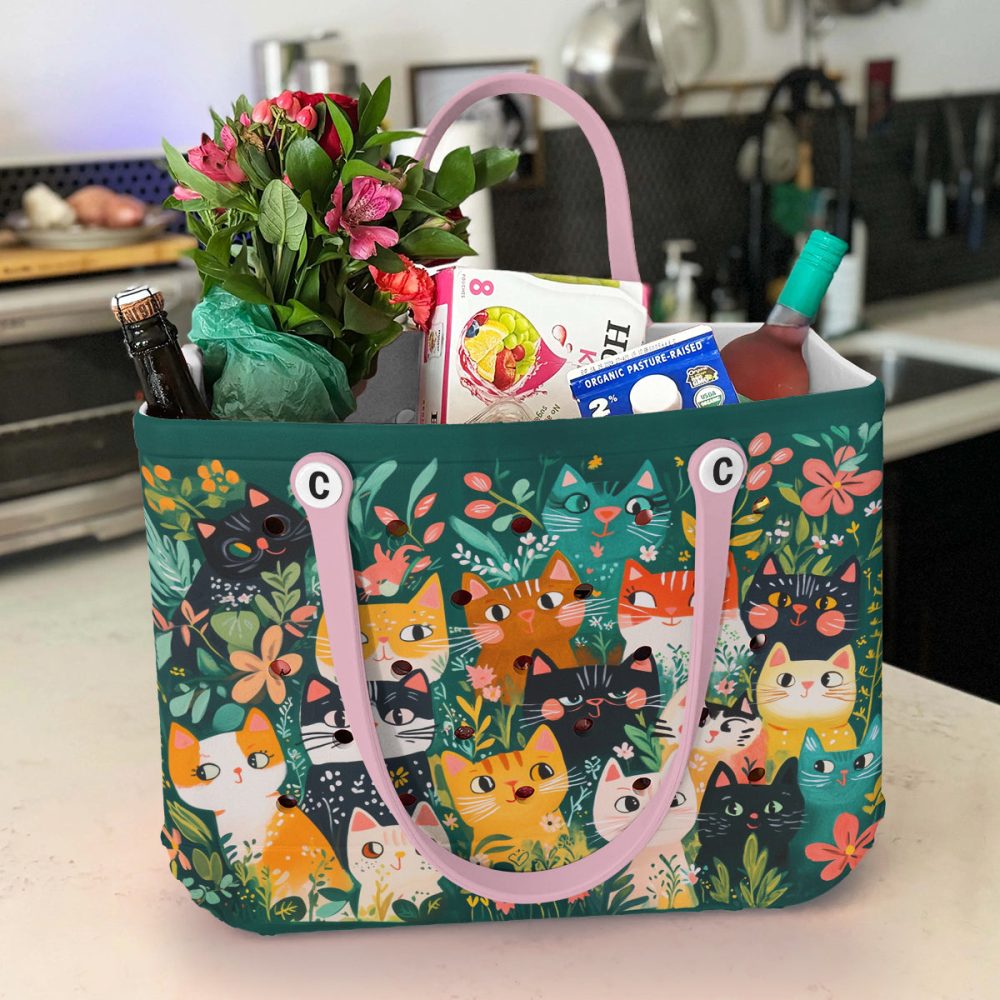 Chic Cat Print Tote Bag – Stylish, Spacious, Eco-Friendly, Perfect For Cat Lovers - Image 2