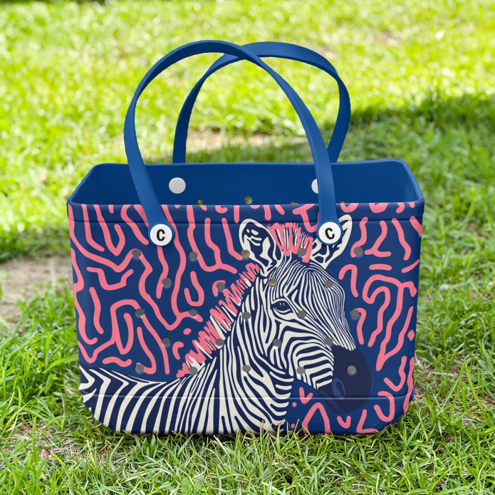 Bucket Tote Bag, Limited Edition Bogg Bag, Beach Bag Zigzag Pop - Image 2