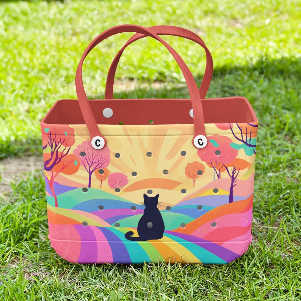 Vibrant Cat Sunset Tote Bag – Colorful, Spacious, And Stylish For Everyday Use - Image 2
