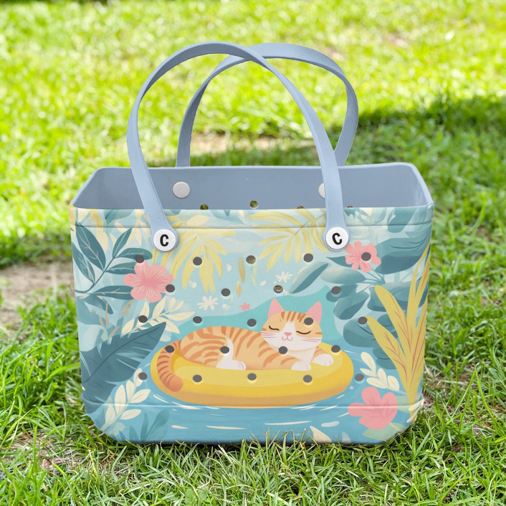 Bucket Tote Bag, Limited Edition Bogg Bag, Beach Bag Meow On The Float - Image 2