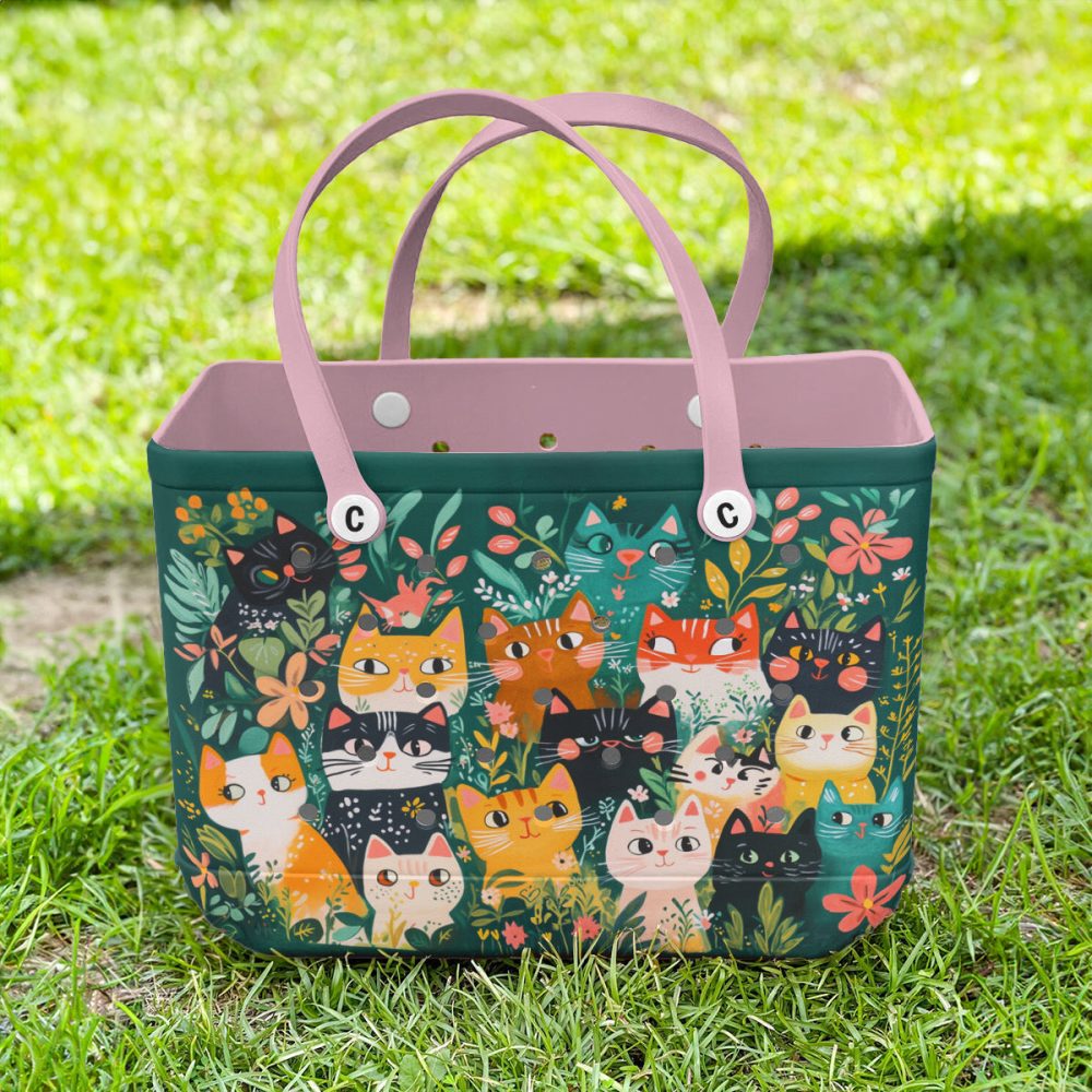 Chic Cat Print Tote Bag – Stylish, Spacious, Eco-Friendly, Perfect For Cat Lovers - Image 4
