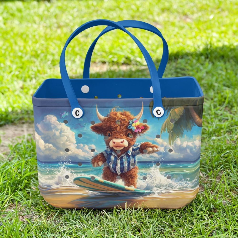 Bucket Tote Bag, Limited Edition Bogg Bag, Beach Bag Cowabunga, Moo! - Image 3