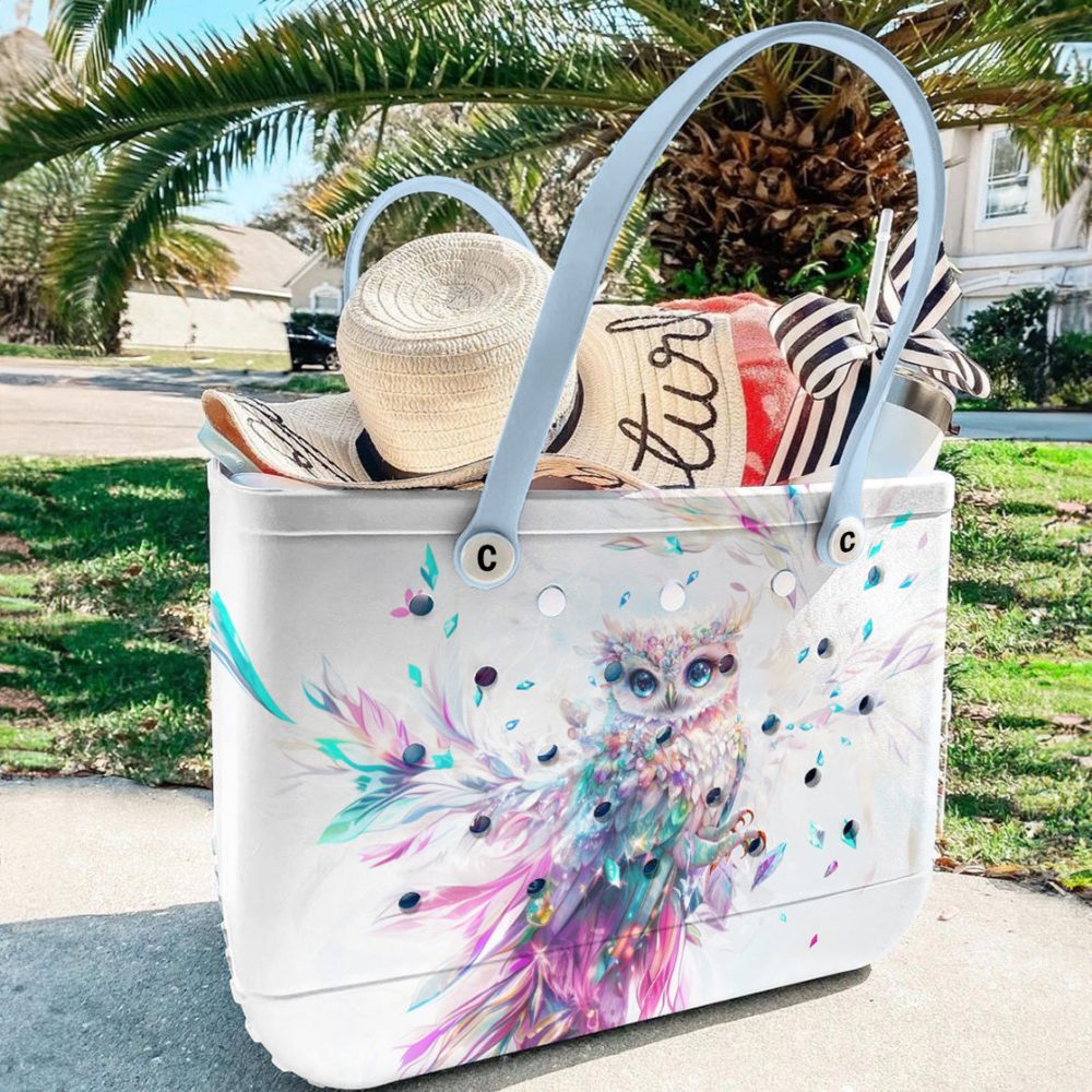 Bucket Tote Bag, Limited Edition Bogg Bag, Beach Bag Glimmer Hoot - Image 2