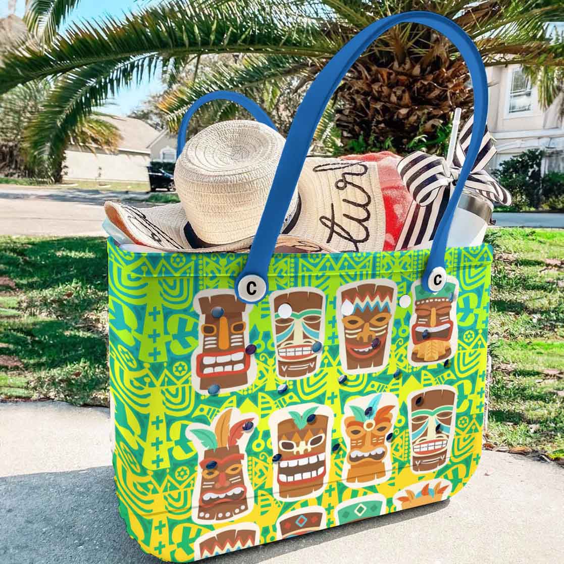 Tropical Tiki Tote Bag - Vibrant Hawaiian Design, Perfect For Beach & Travel - Image 2