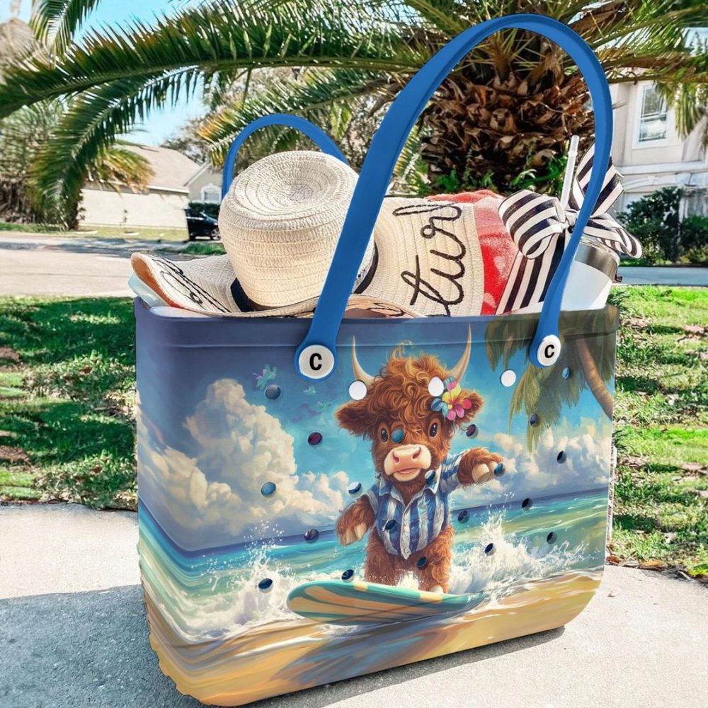 Bucket Tote Bag, Limited Edition Bogg Bag, Beach Bag Cowabunga, Moo! - Image 2