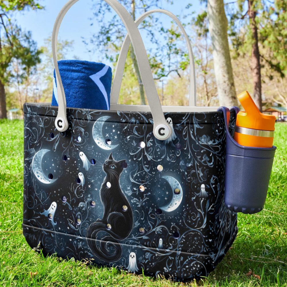 Enchanting Black Cat & Moon Tote Bag – Perfect For Halloween & Everyday Magic 🌙👜 - Image 3