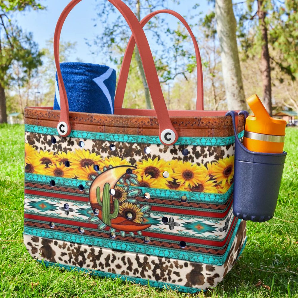 Bucket Tote Bag, Limited Edition Bogg Bag, Beach Bag Cactus Moon Magic - Image 6
