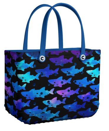 Colorful Shark Pattern Tote Bag - Stylish & Spacious Beach Accessory