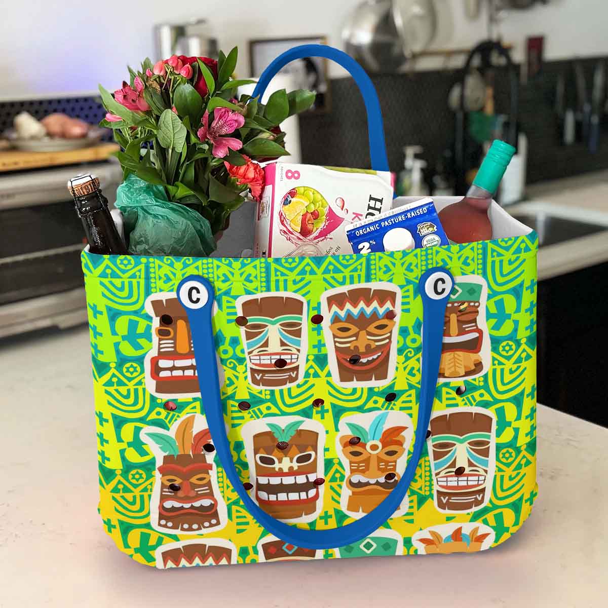 Tropical Tiki Tote Bag - Vibrant Hawaiian Design, Perfect For Beach & Travel - Image 6