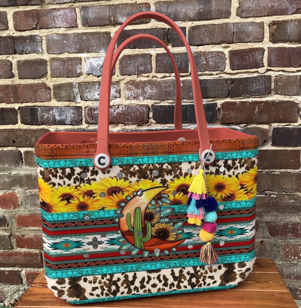 Bucket Tote Bag, Limited Edition Bogg Bag, Beach Bag Cactus Moon Magic - Image 2