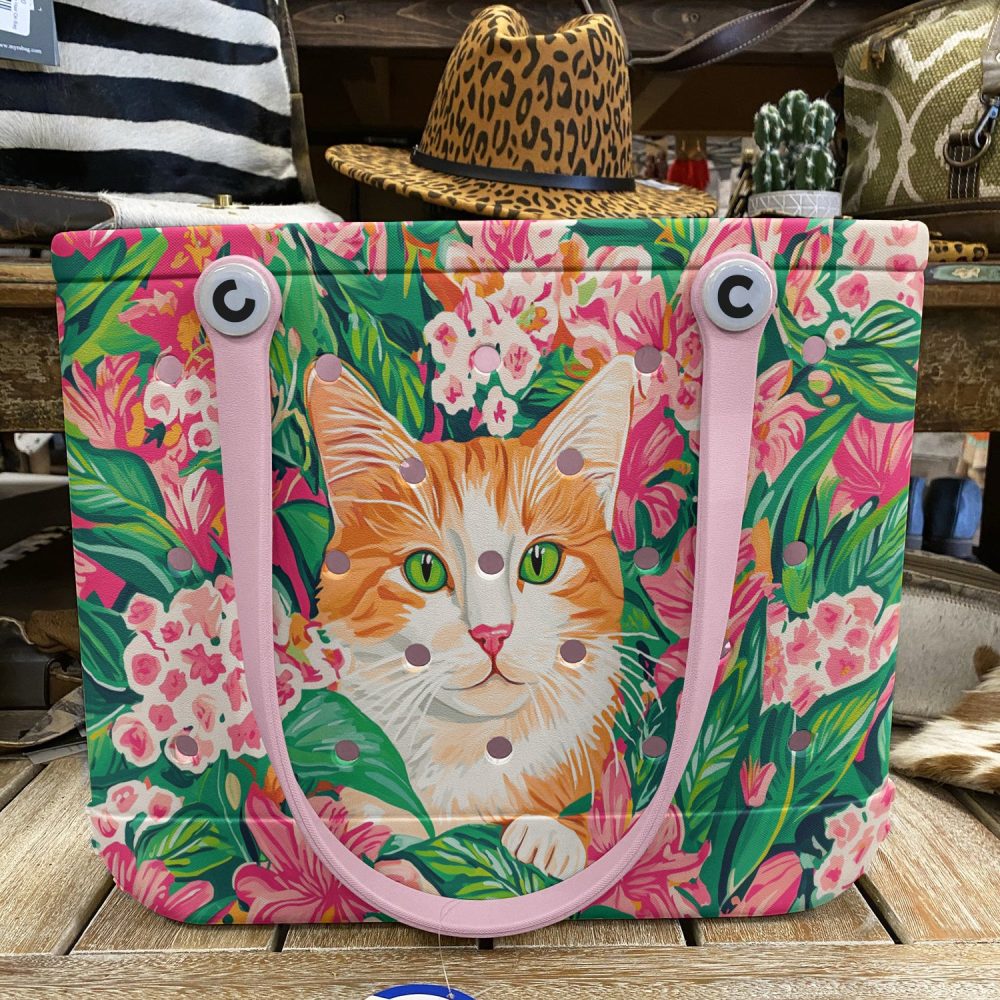 Bucket Tote Bag, Limited Edition Bogg Bag, Beach Bag Meowtropical - Image 8