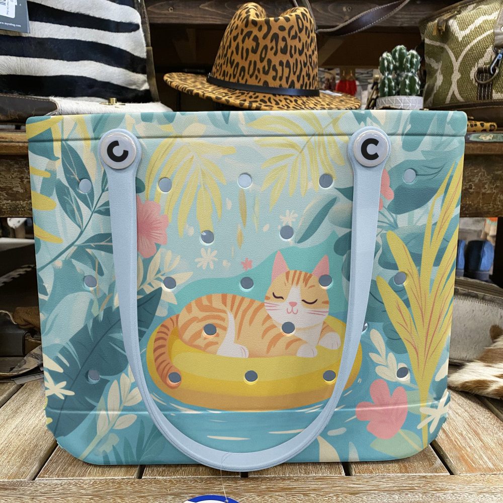 Bucket Tote Bag, Limited Edition Bogg Bag, Beach Bag Meow On The Float - Image 6