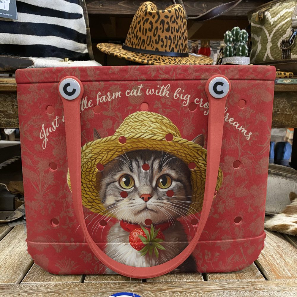 Bucket Tote Bag, Limited Edition Bogg Bag, Beach Bag Little Farm Cat - Image 5