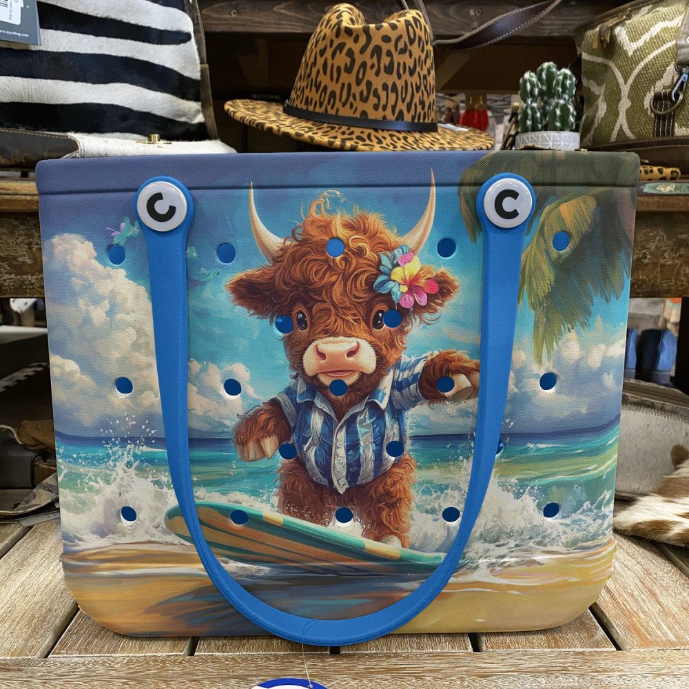 Bucket Tote Bag, Limited Edition Bogg Bag, Beach Bag Cowabunga, Moo! - Image 5