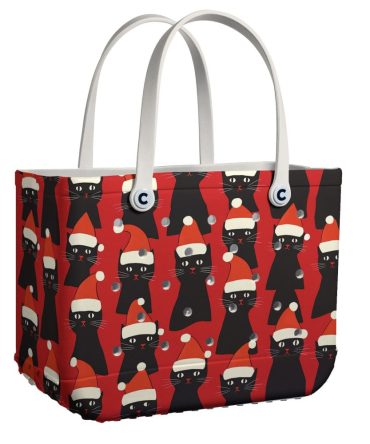 Bucket Tote Bag, Limited Edition Bogg Bag, Beach Bag Merry Meowmas
