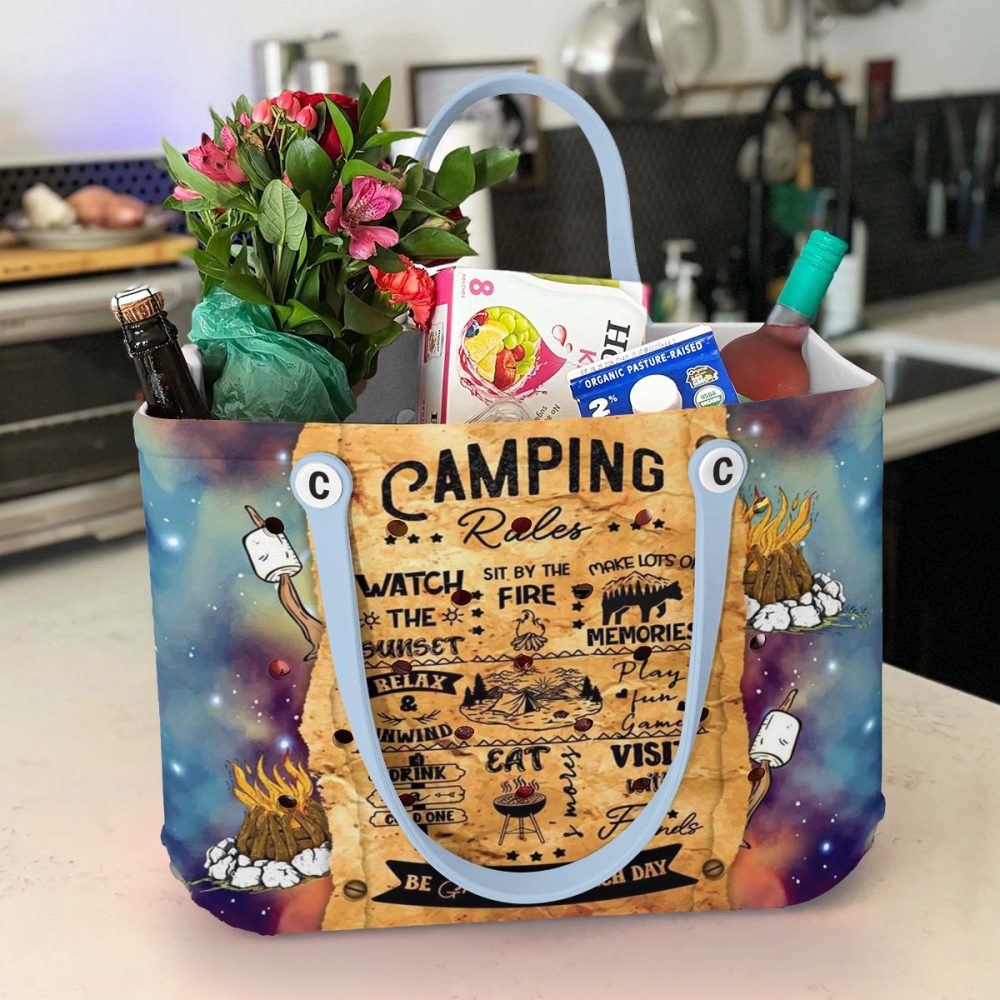 Bucket Tote Bag, Limited Edition Bogg Bag, Beach Bag Camping Rules - Image 3