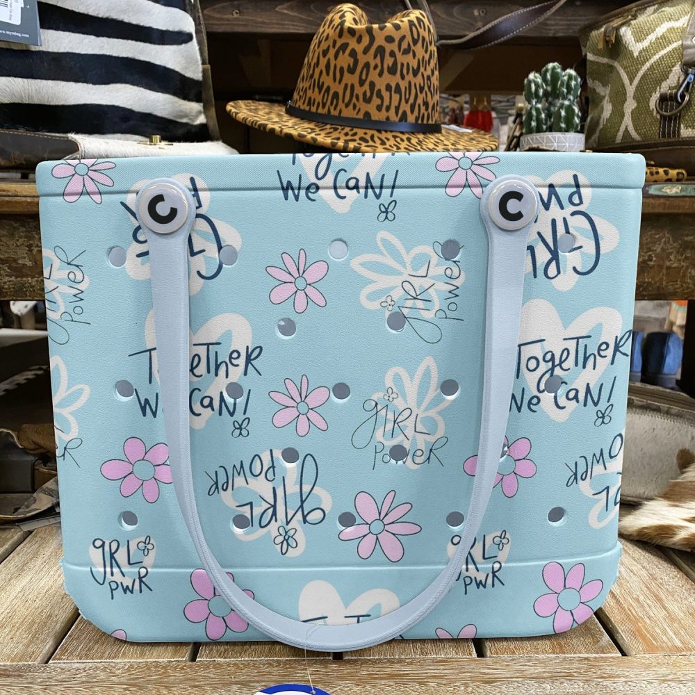 Bucket Tote Bag, Limited Edition Bogg Bag, Beach Bag Grl Pwr In Blue - Image 6