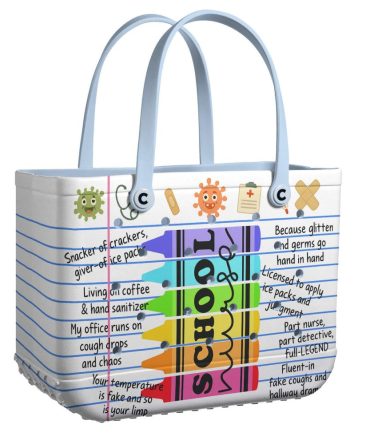 Colorful School-Themed Tote Bag For Teachers - Fun, Durable, And Spacious Design