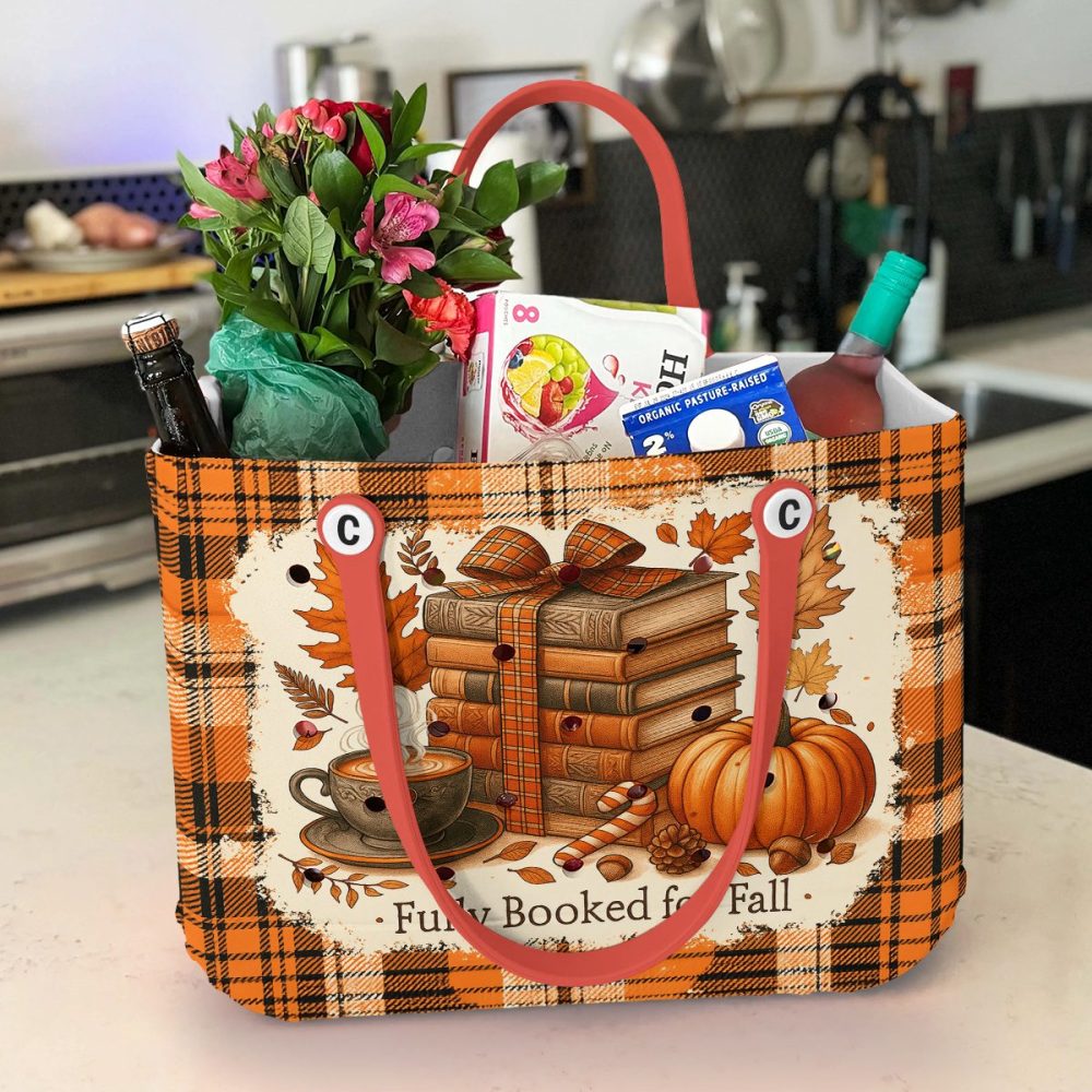 Cozy Autumn Tote Bag - Books, Pumpkin & Latte Design – Perfect Fall Accessory! - Image 2