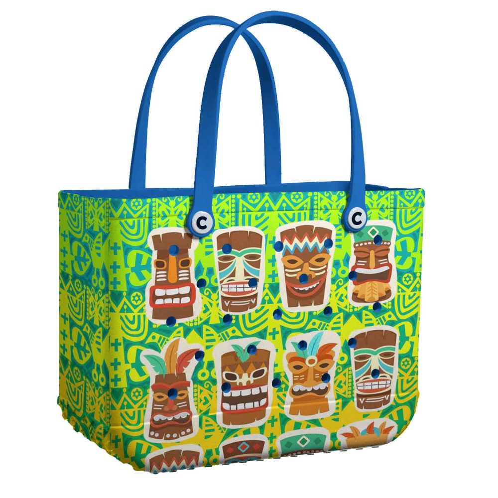 Tropical Tiki Tote Bag - Vibrant Hawaiian Design, Perfect For Beach & Travel