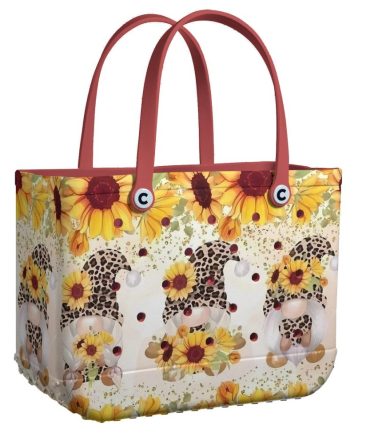 Bucket Tote Bag, Limited Edition Bogg Bag, Beach Bag Sunflower Gnomes