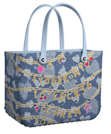 Bucket Tote Bag, Limited Edition Bogg Bag, Beach Bag Lucky Denim Charm