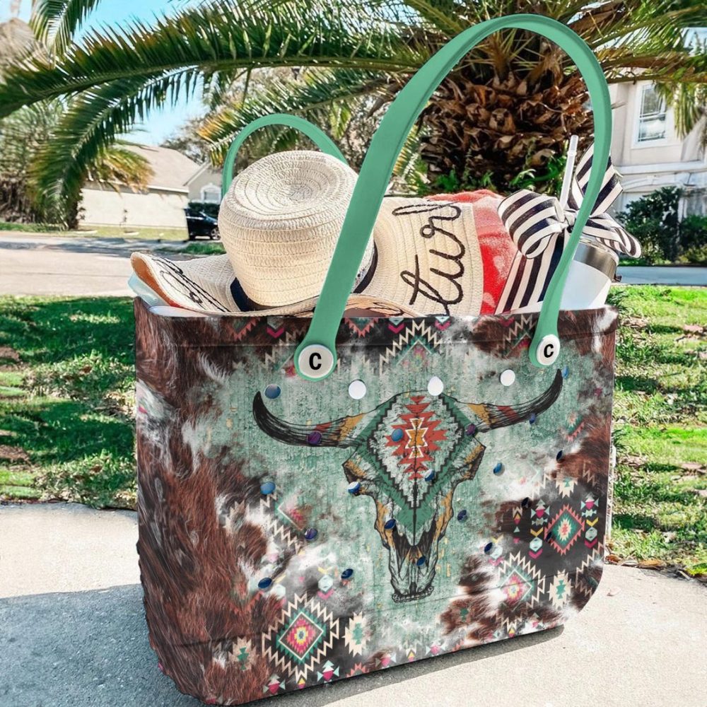 Tribal Cow Skull Tote Bag - Durable, Stylish, Perfect For Everyday Use - Image 3
