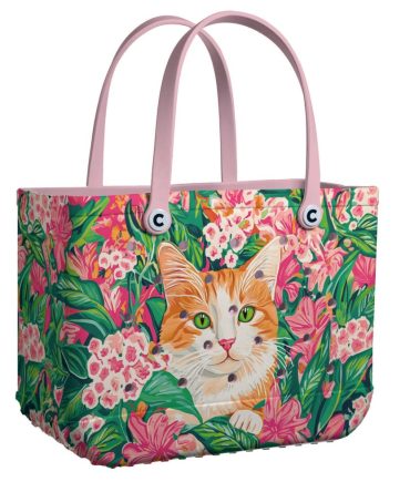 Bucket Tote Bag, Limited Edition Bogg Bag, Beach Bag Meowtropical